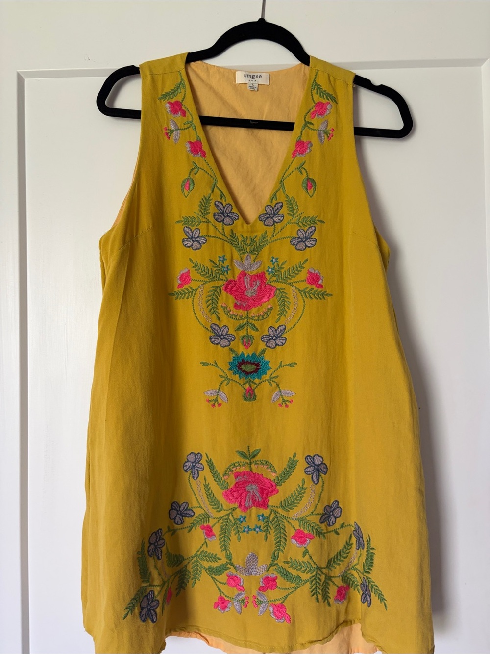Umgee Mustard Yellow Embroidered Dress